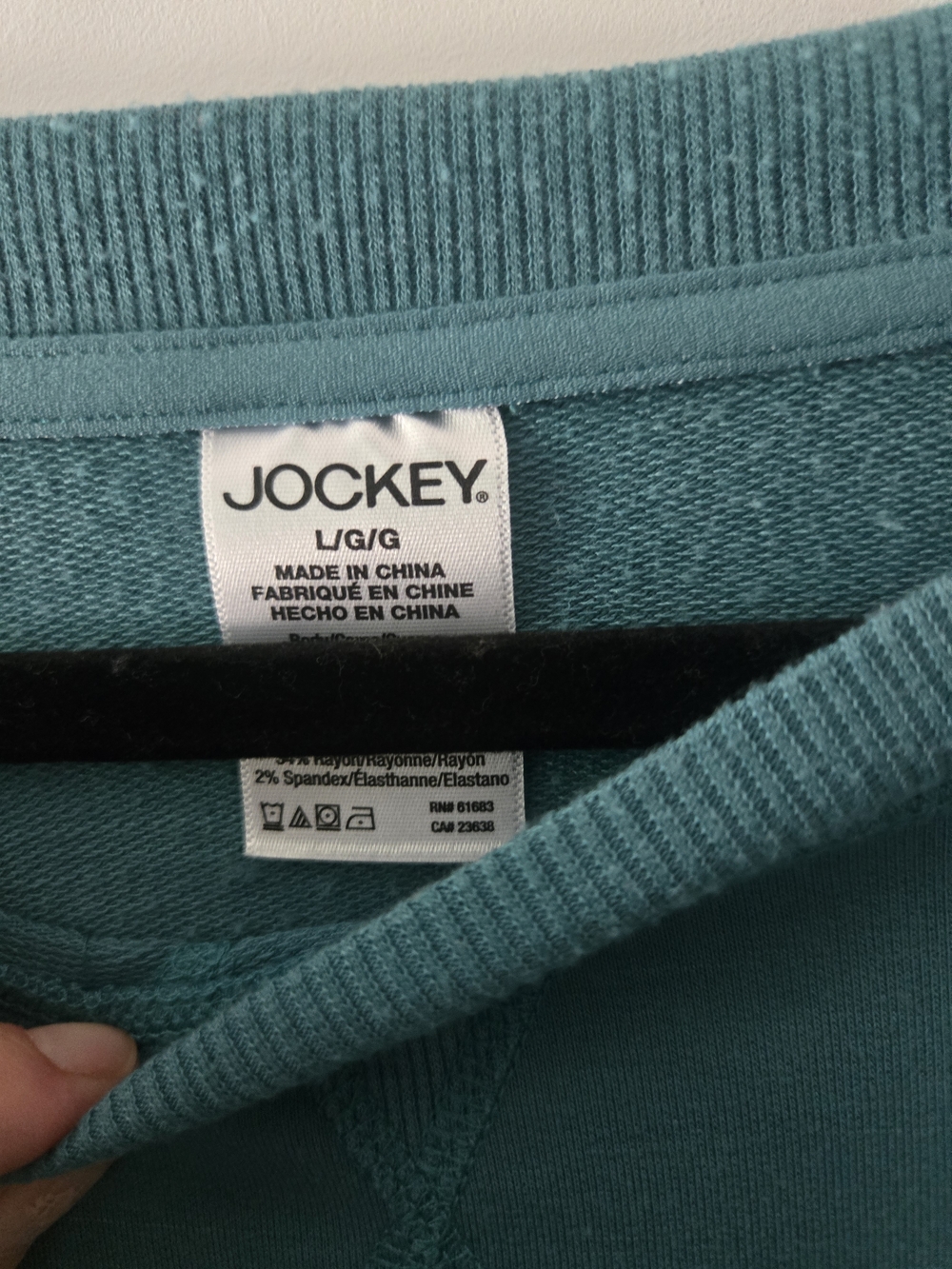 Womens Teal Long-Sleeve Crewneck Sweater - Picture 2 of 4
